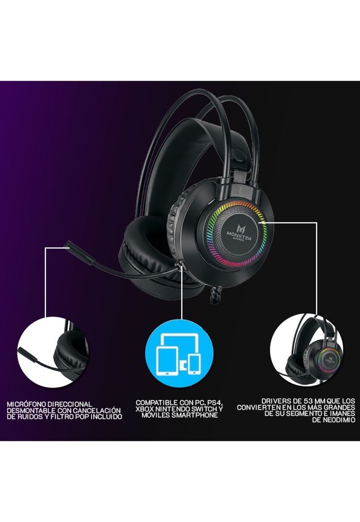 Audífonos Gamer Throb Monster Games Over-ear-3