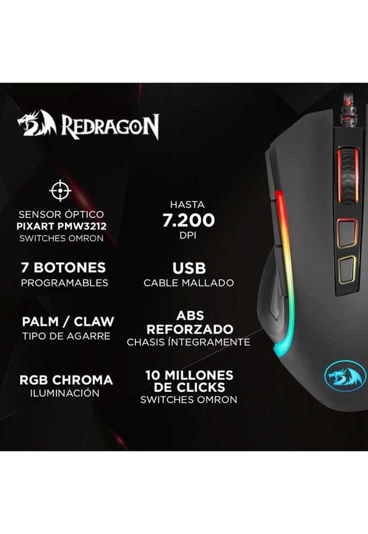 Pack Gamer Mouse + Pad Mouse M601WL-BA Redragon-3