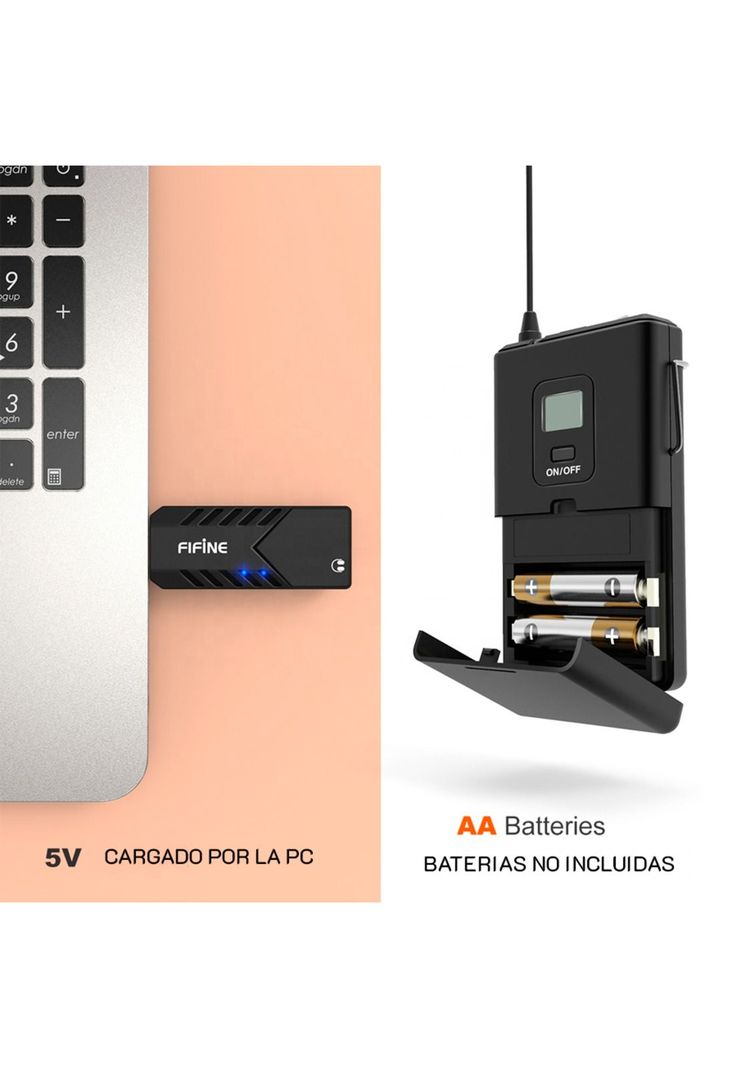 Microfono Fifine Inalámbrico / USB / Solapa / Lavalier K031B-3