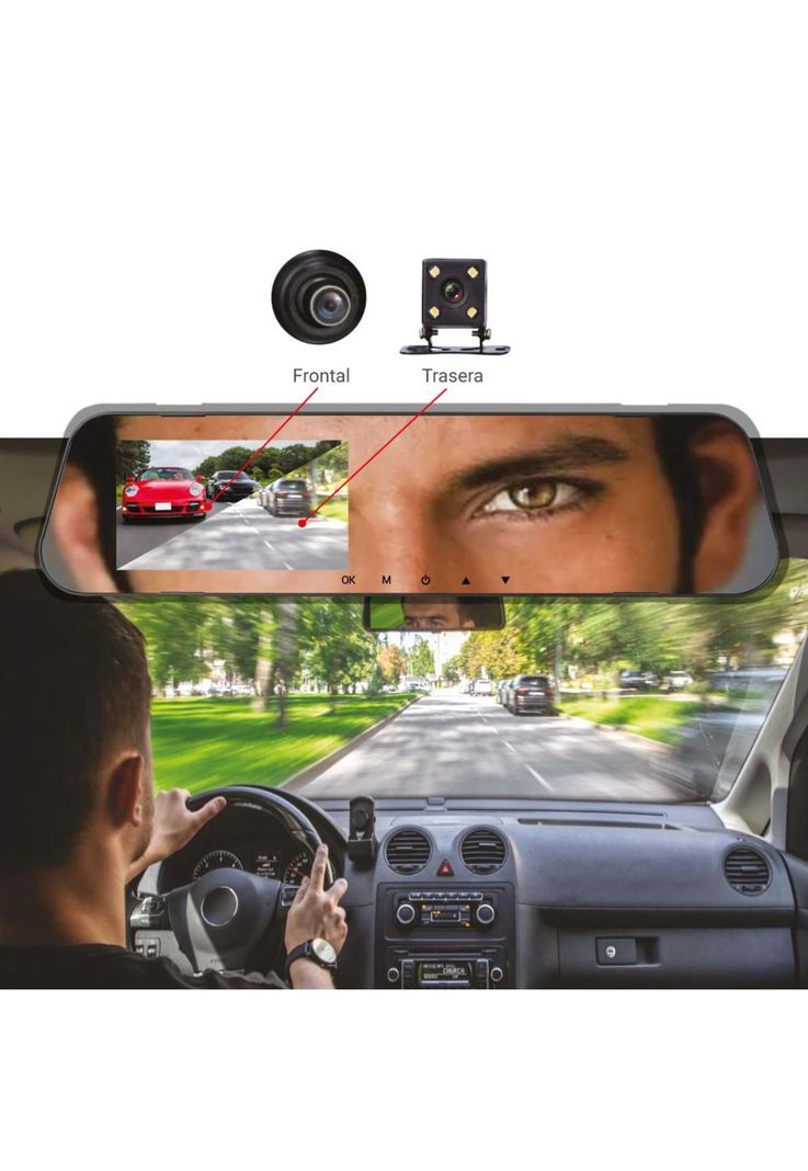 Cámara Espejo Auto DVR FHD 2 Cámaras Front 1080p/ Rear 720p Mlab-5