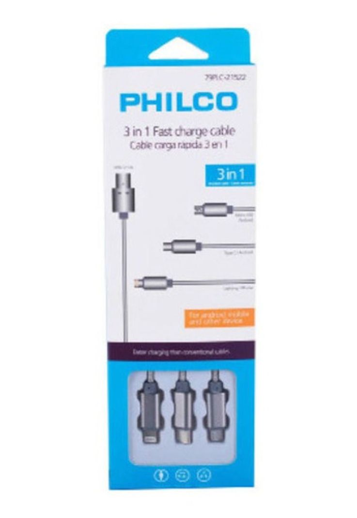 Cable 3 En 1: C/micro Usb iPhone Metálico Philco-1