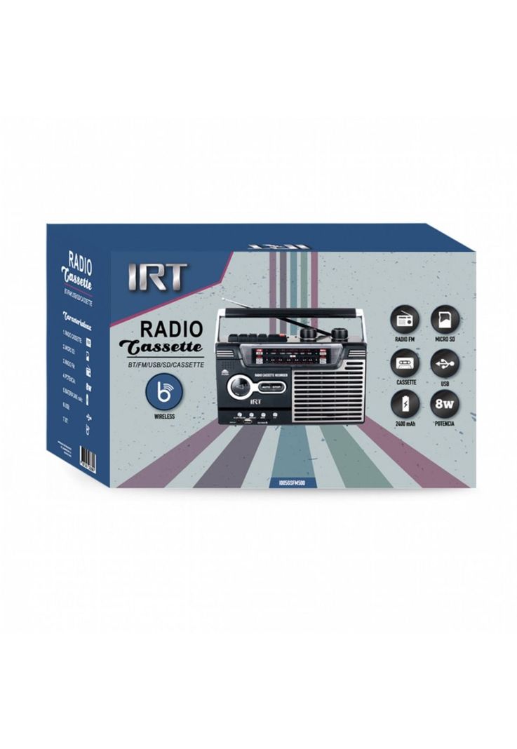 Radio Cassette Bluetooth Portátil Irt Usb Am Fm-1