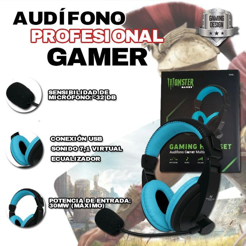 Audifono Gamer Monster Para Ps4 / xbox One /  Switch / Plug 3.5mm-1