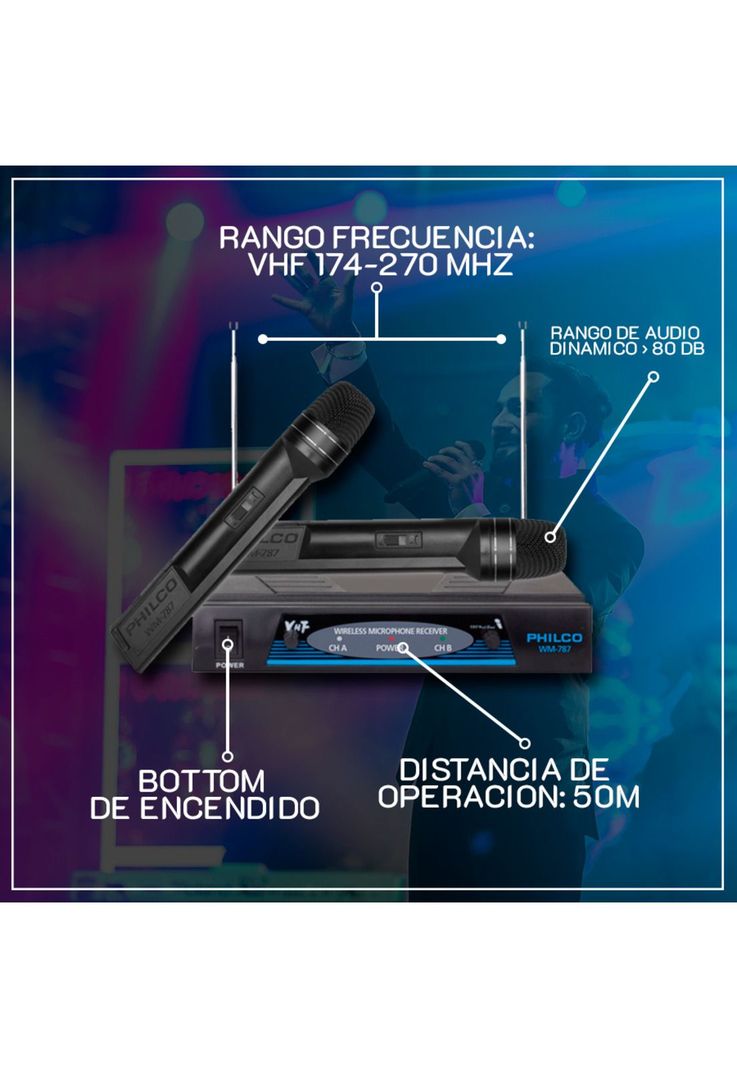Micrófono Wm787 Inalámbrico Vhf-3