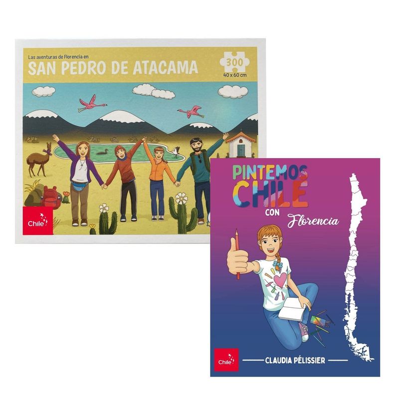 Pack Pintemos Chile con Florencia y Rompecabezas San Pedro Amarillo