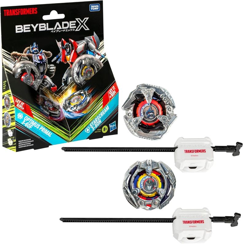 TROMPO BEYBLADE X TRANSFORMERS OPTIMUS PRIMAL Y STARSCREAM-0