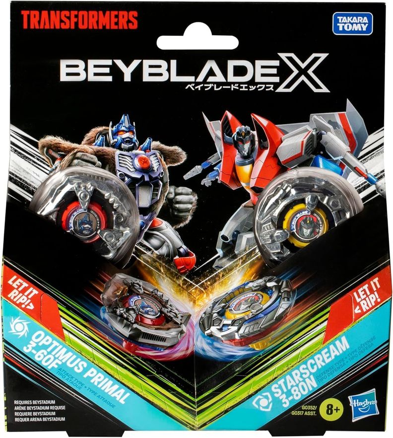 TROMPO BEYBLADE X TRANSFORMERS OPTIMUS PRIMAL Y STARSCREAM-2