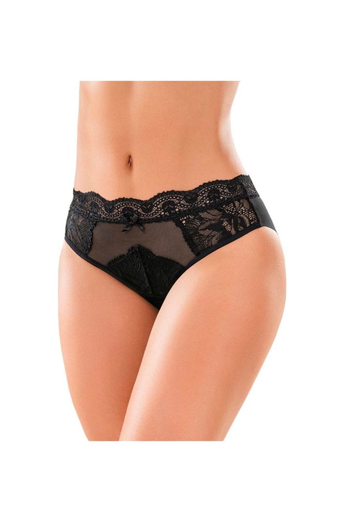 Calzón Pantaleta Encaje Mery Encaje Corte Libre Negro-0