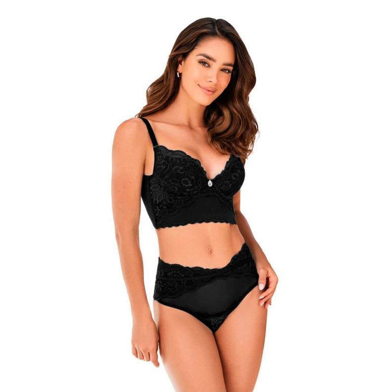 Conjunto  Carmine Encaje-Tull Negro-0