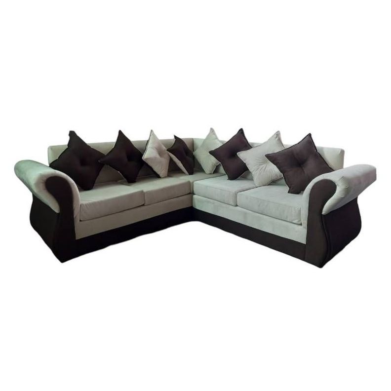 Seccional 5 cuerpos Marsella lino felpa Beige café-1