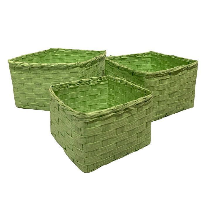 Cestas verdes fibras set de 3 Verde