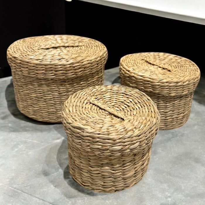 Canasto Organizador Fibra Natural Con Tapa-1