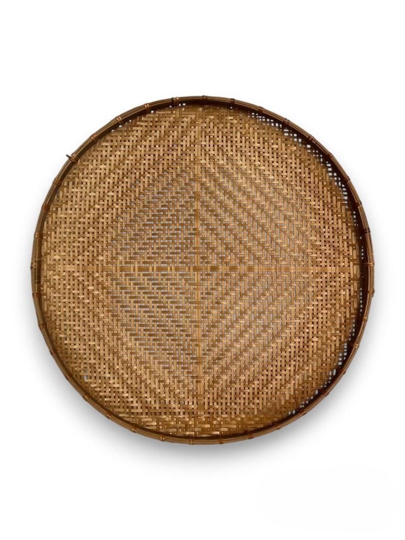 Cesta Bandeja Redonda Bambú Tostado-0