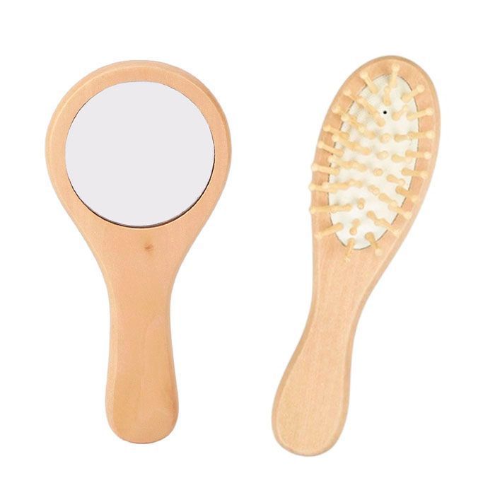 Espejo y Cepillo de Madera