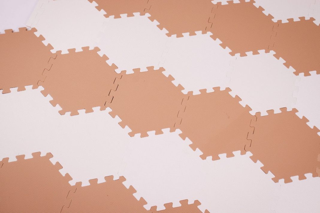 Alfombra Juegos Bebe Goma Eva Hexagonal Beige-1