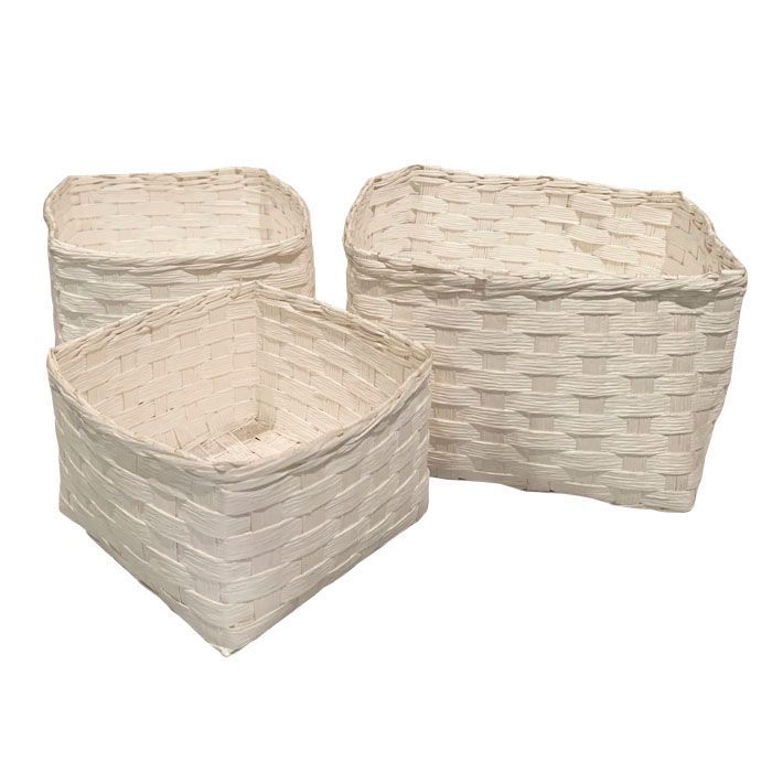 Cestas bambu blancas set de 3 Blanco