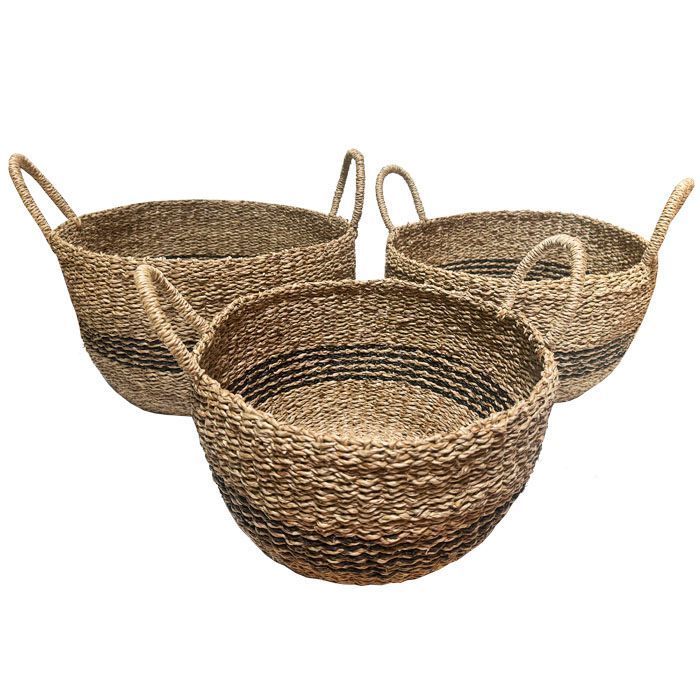 Canasto Natural Y Negro Set de 3-0