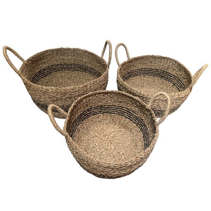 Canasto Natural Y Negro Set de 3-1