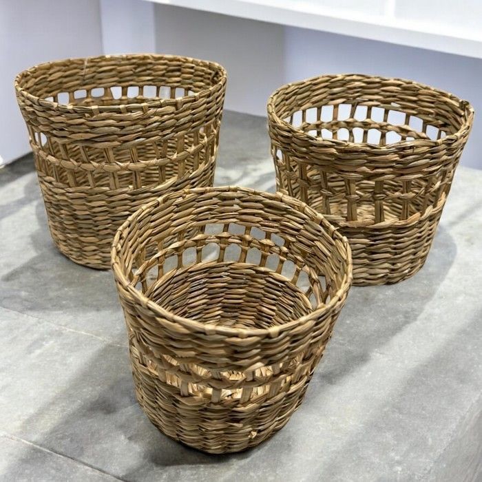 Cestas Caladas Fibras Naturales Para Organización-2