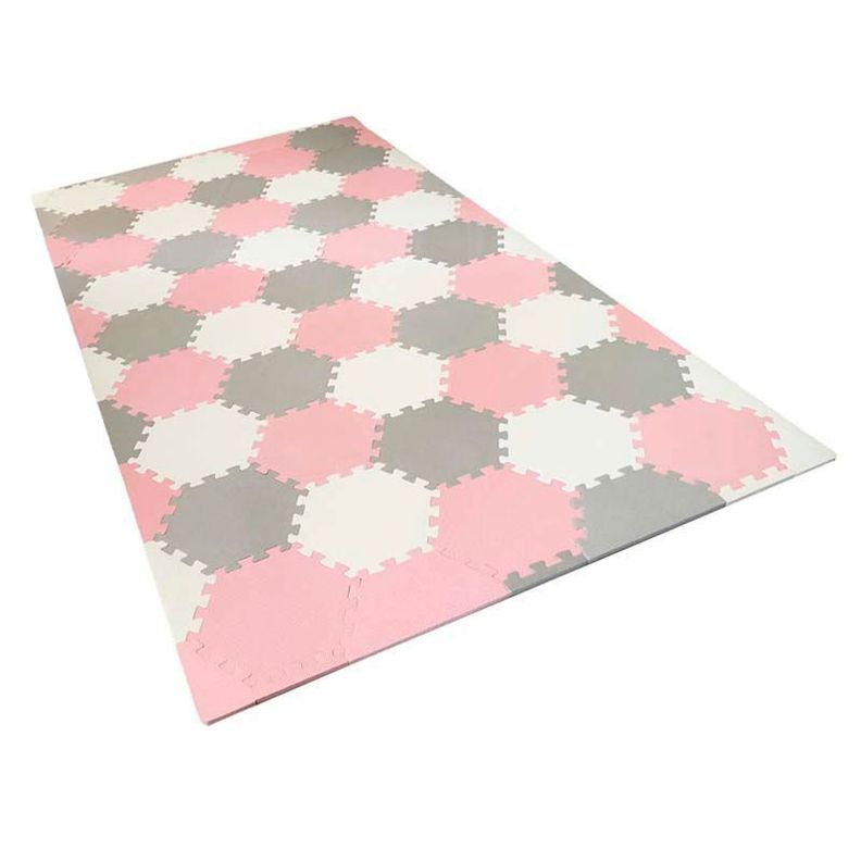 Alfombra Juegos Bebe Goma Eva Hexagonal Rosado-0