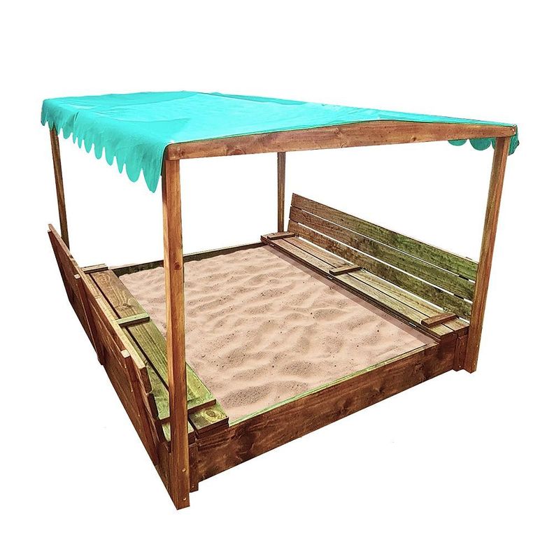 Arenero de Madera para Niños con Techo 150x150x20 cm-0