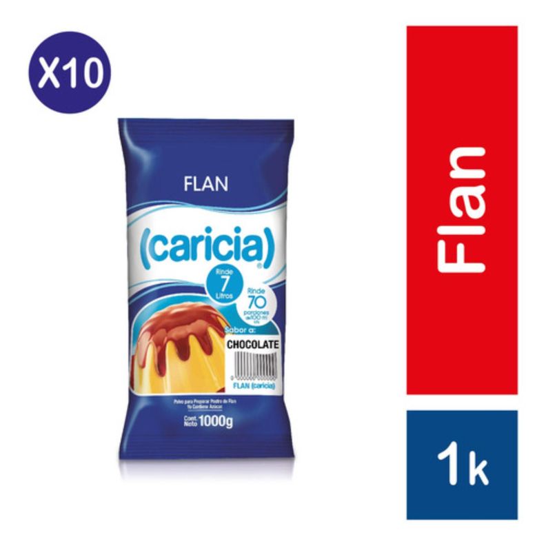 Pack 10 - Caricia Flan Chocolate 1kg-1