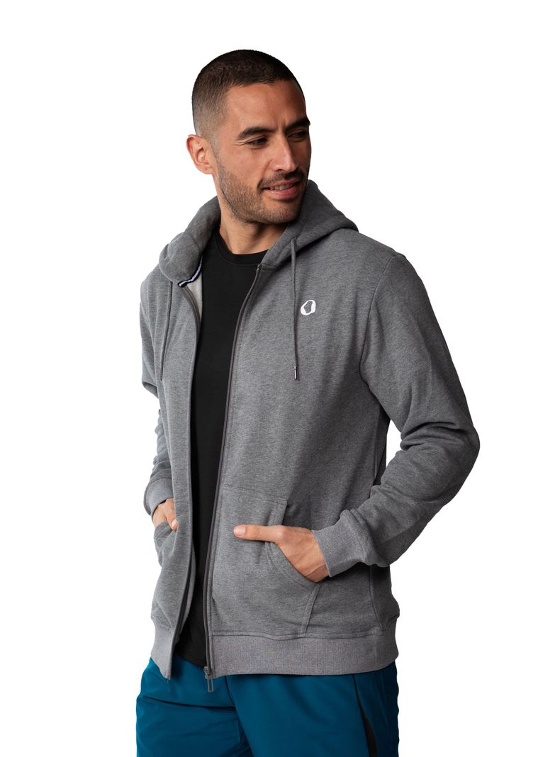 Polerón Hoodie con cierre y capucha hombre - Gris-0