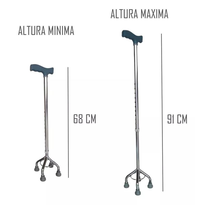Baston Ortopedico Cuadruple 4 Patas Altura Regulable Tipo T-3