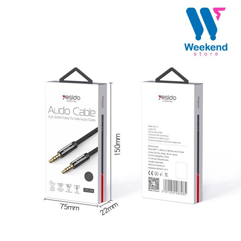Cable Auxiliar de 3m para Audio 3.5mm Yesido YAU16