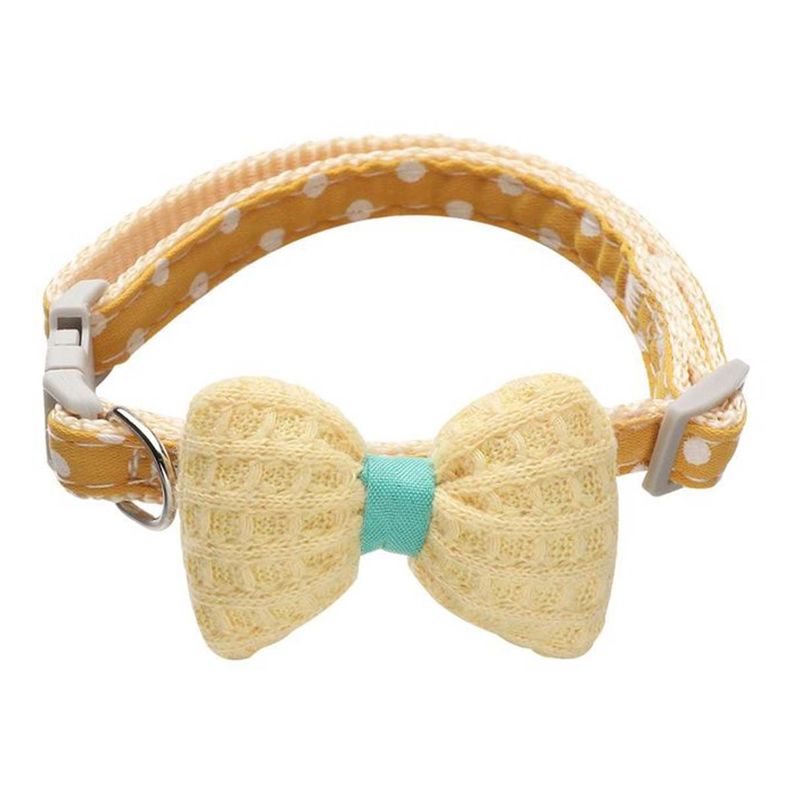 Collar De Algodon Lazo Para Mascotas Pequeñas Gato Y Perro Amarillo-0