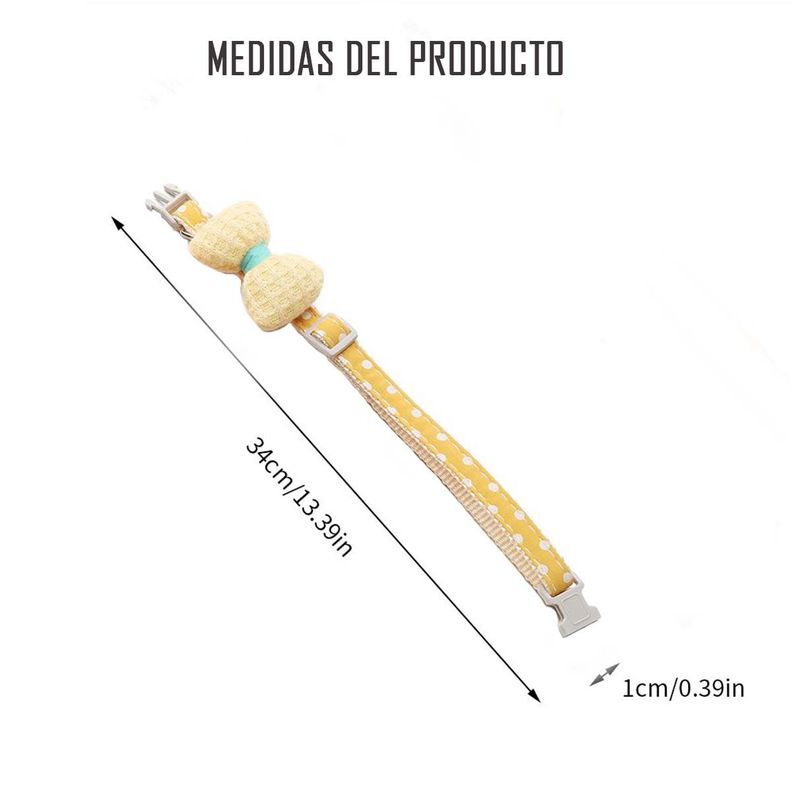 Collar De Algodon Lazo Para Mascotas Pequeñas Gato Y Perro Amarillo-1