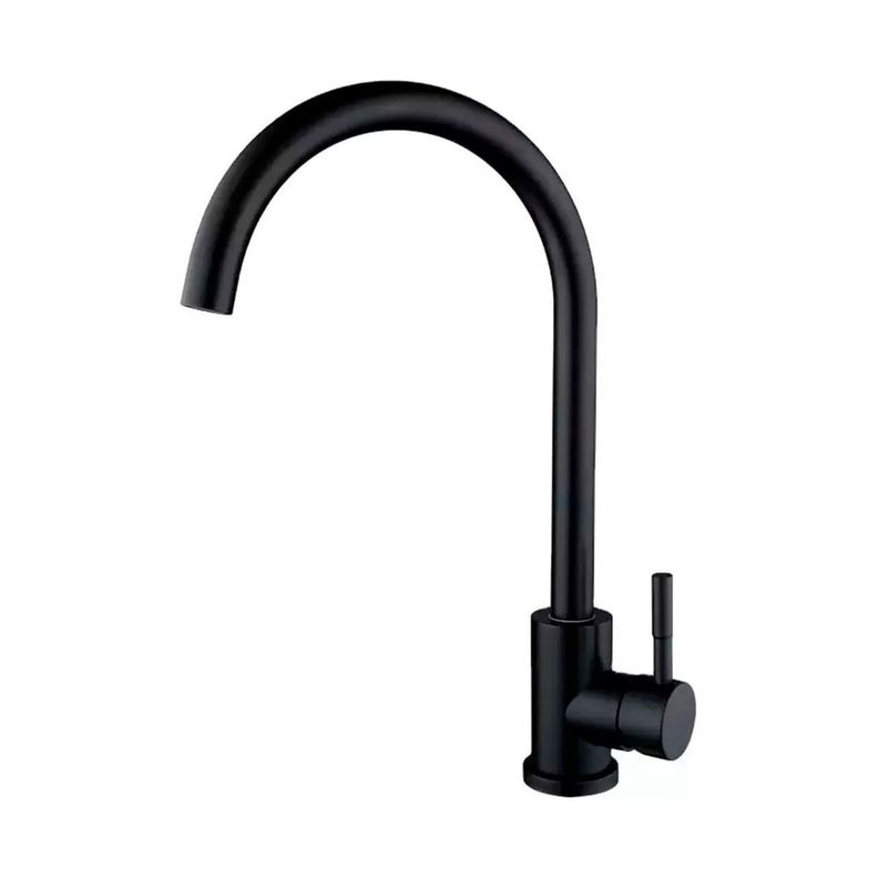 Llave Grifería Lavaplatos Cuello Simple Negro Monomando Tap10-0
