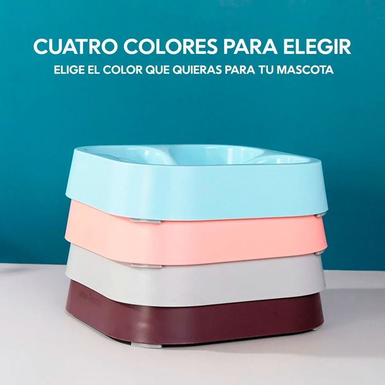 Plato Simple Para Mascota Forma De Trébol Anti Ansiedad Azul-3