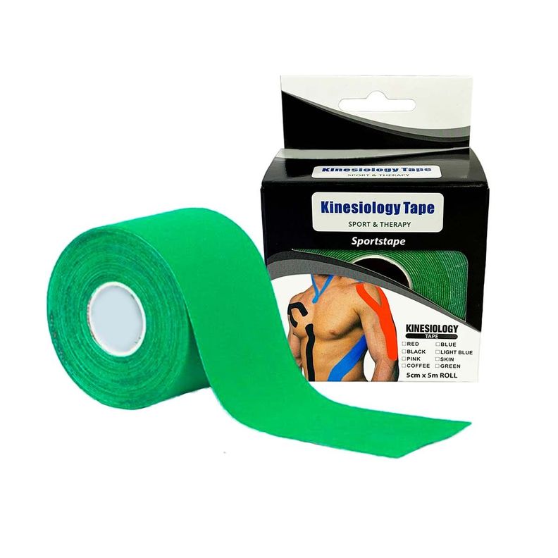Venda Kinesiológica De 5 Cm X 5 Mts Cinta Tape Neuromuscular Verde-1