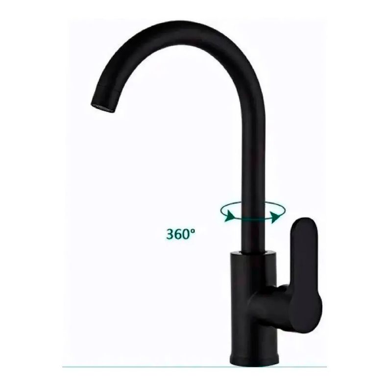 Llave Grifería Lavaplatos Cuello Tipo Cisne Negro Monomando Tap22-1