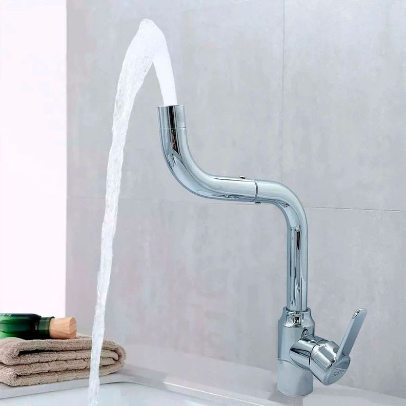 Llave Griferia Lavaplatos Cuello Giratorio Plateada Tap08-1