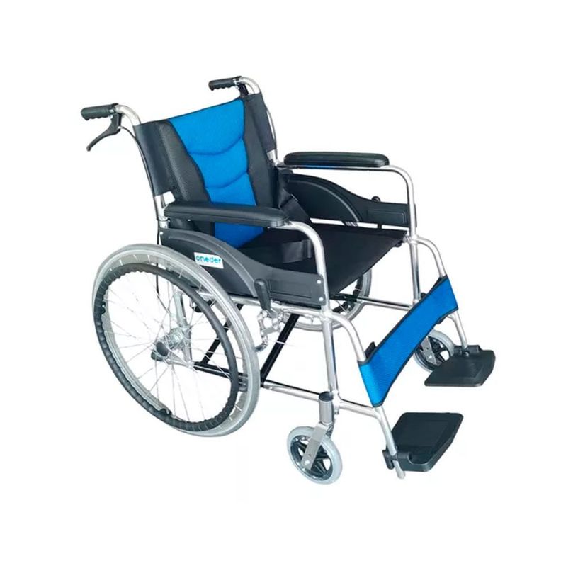 Silla De Ruedas Cromada Aluminio Plegable Doble Freno Con Cinturón-0