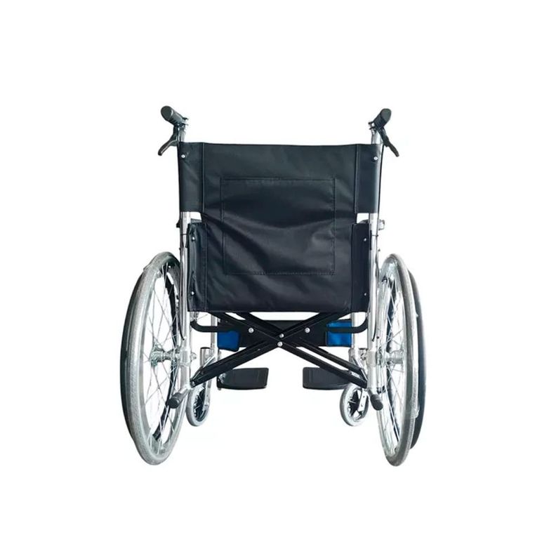 Silla De Ruedas Cromada Aluminio Plegable Doble Freno Con Cinturón-2