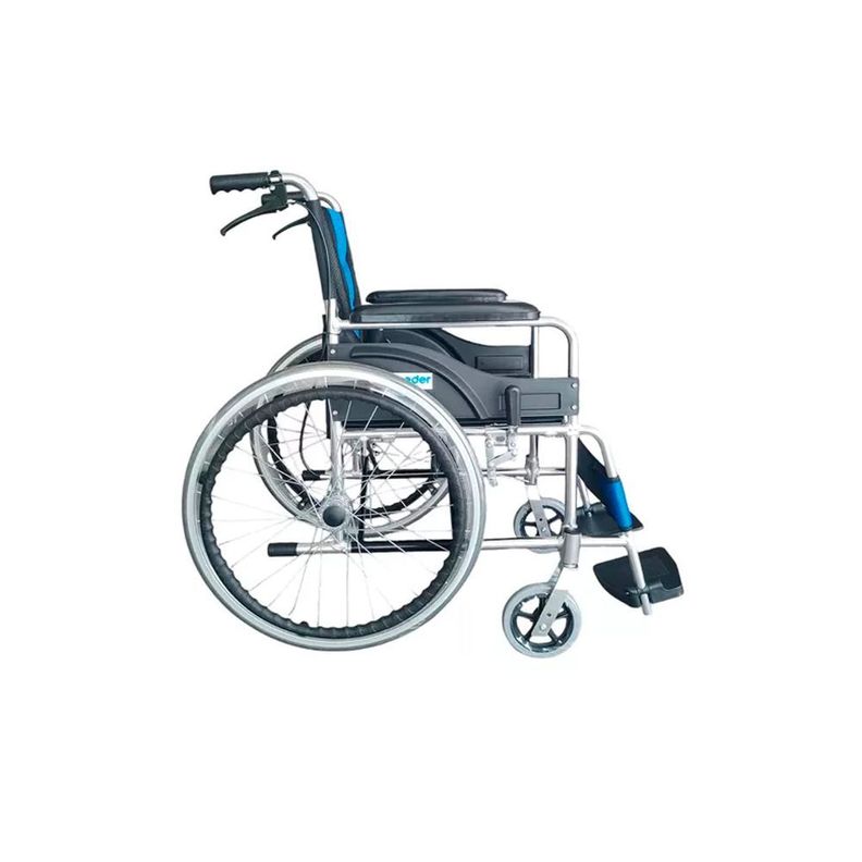 Silla De Ruedas Cromada Aluminio Plegable Doble Freno Con Cinturón-3