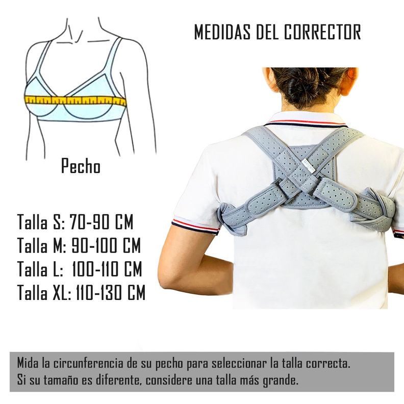 Corrector De Postura Soporte Espalda Unisex Talla M-3