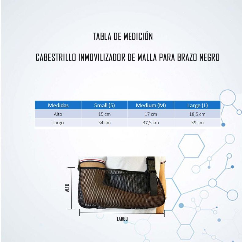 Cabestrillo Inmovilizador Malla Para Brazo Talla S Negro-3