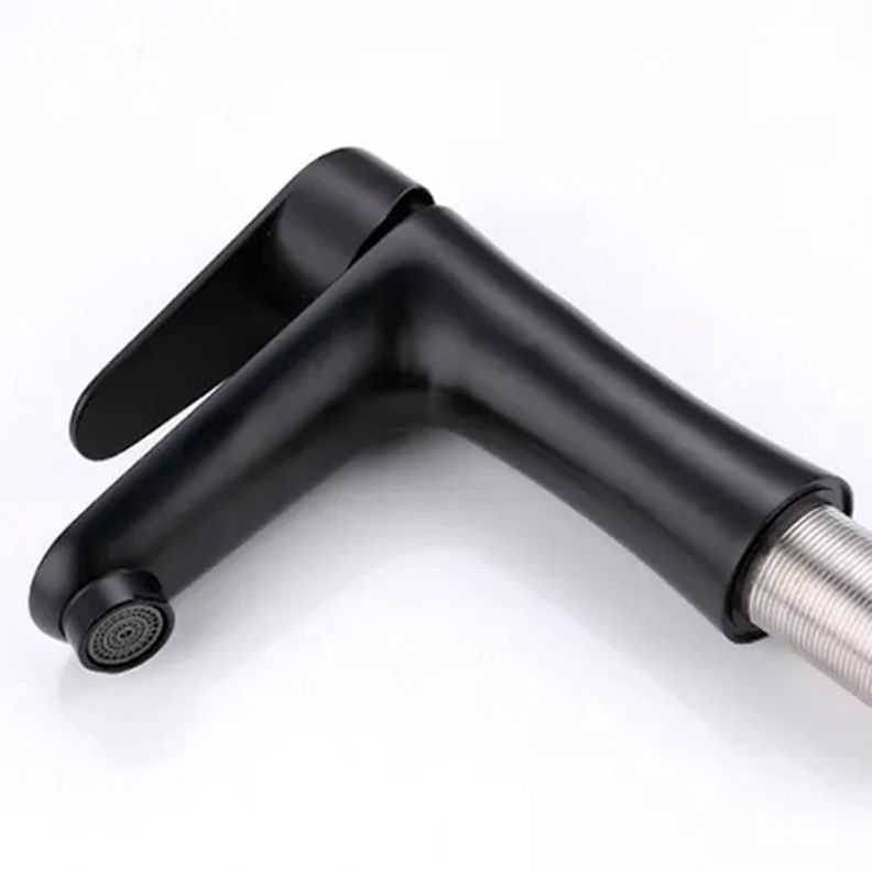 Llave Grifería Lavamanos Simple Para Baño Negro Mate Tap05-1