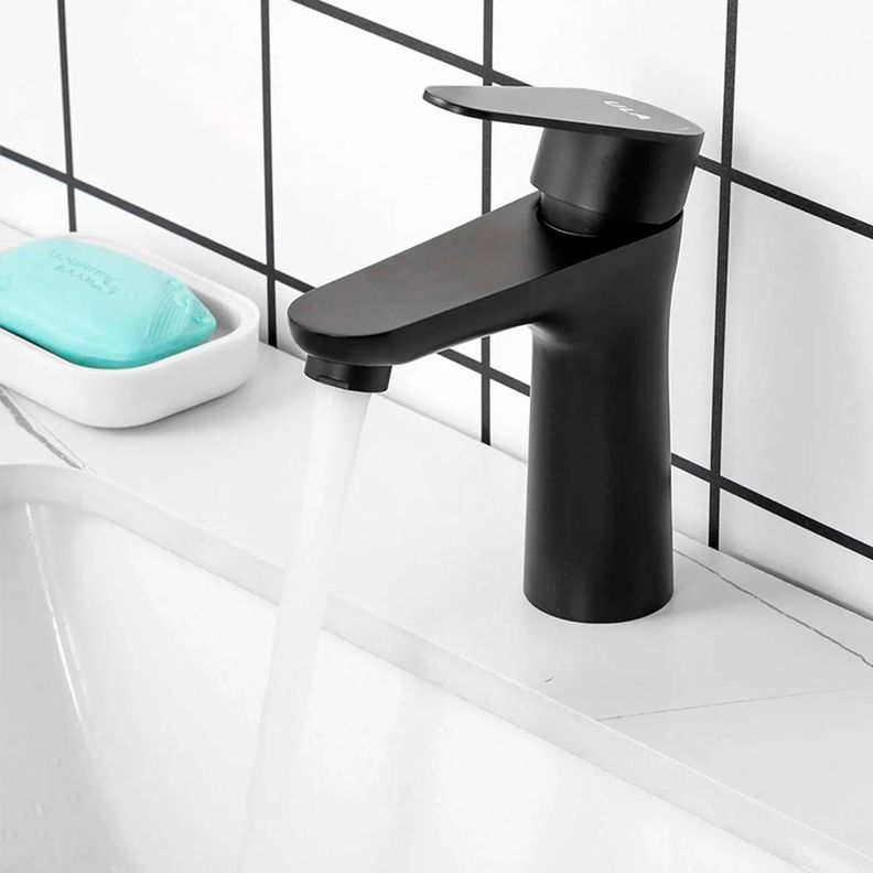 Llave Grifería Lavamanos Simple Para Baño Negro Mate Tap05-4