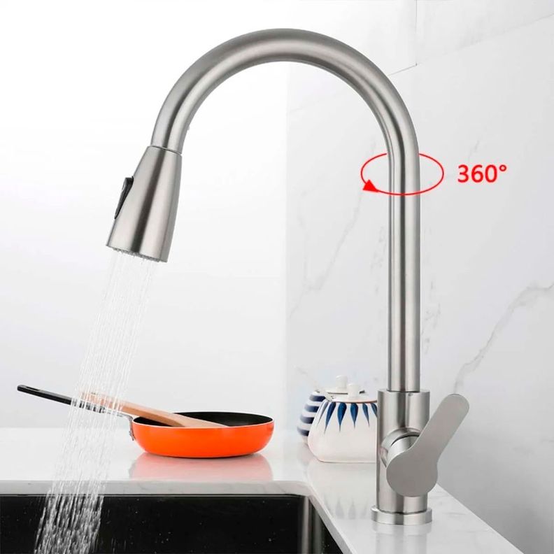 Llave Grifería Lavaplatos Cuello Extraíble Plateado TAP14-2