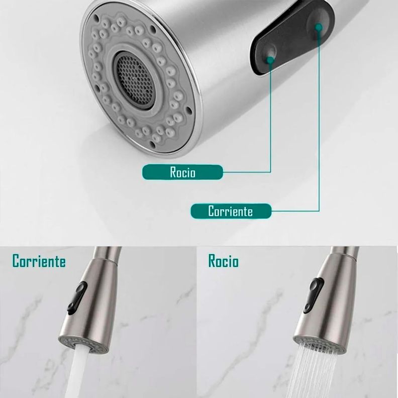 Llave Grifería Lavaplatos Cuello Extraíble Plateado TAP14-1