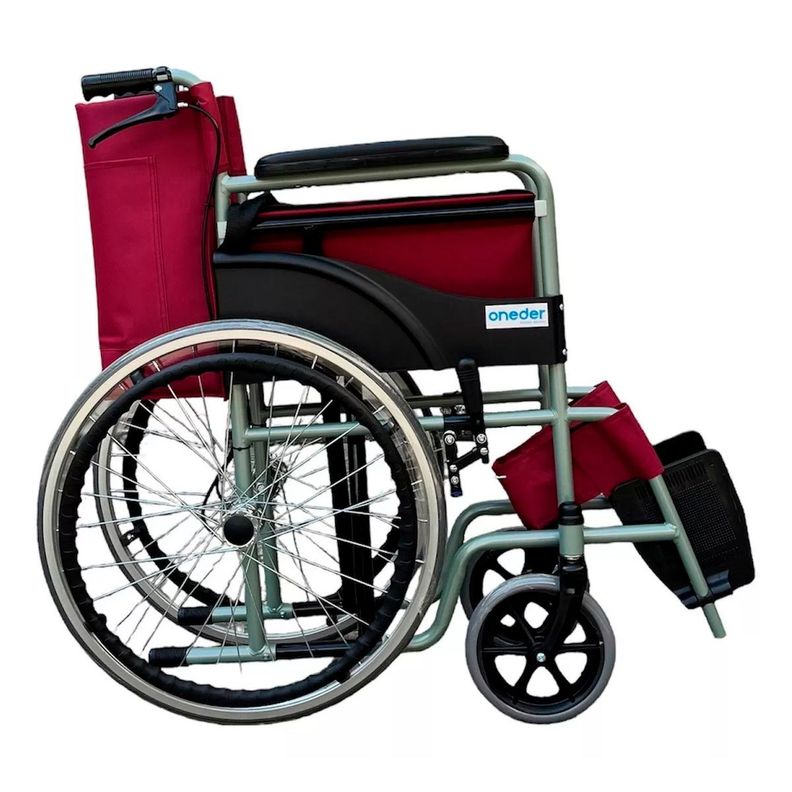 Silla De Ruedas, Ruedas Macizas, Plegable Doble Freno Oneder-1