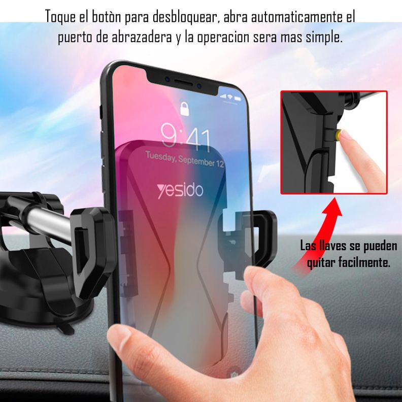 Soporte Holder De Auto Porta Celular Con Ventosa Yesido C40-2
