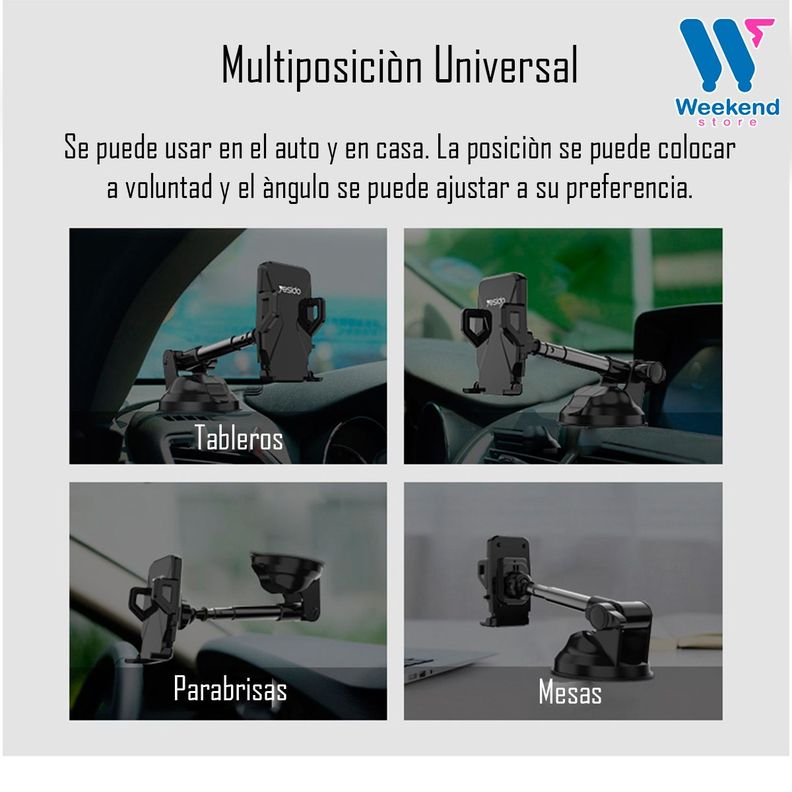 Soporte Holder De Auto Porta Celular Con Ventosa Yesido C40-3