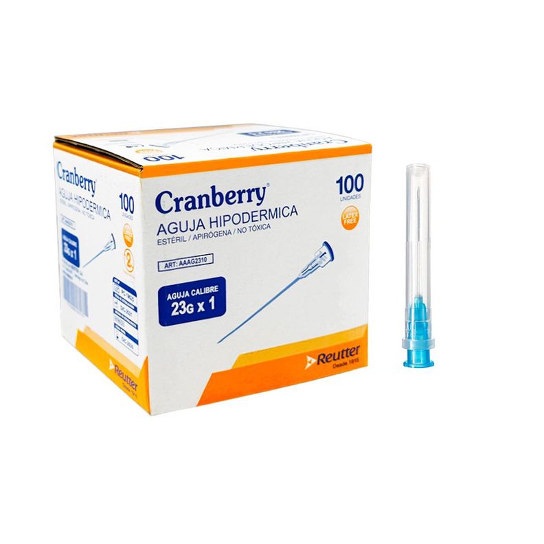 Aguja Hipodermica 23g X 1 - Caja 100 Unds Cranberry-0