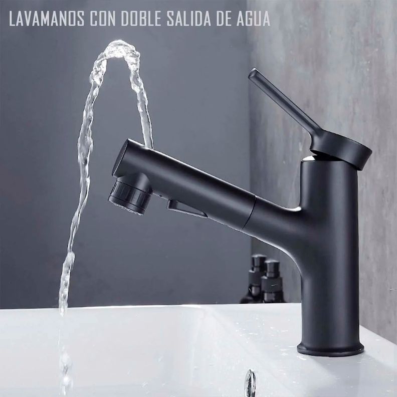 Llave Grifería Lavamanos Y Lavaplatos Extensible Negro Mate-1